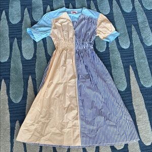 Solid & Striped Cotton Midi Dress with Puff Sleeve